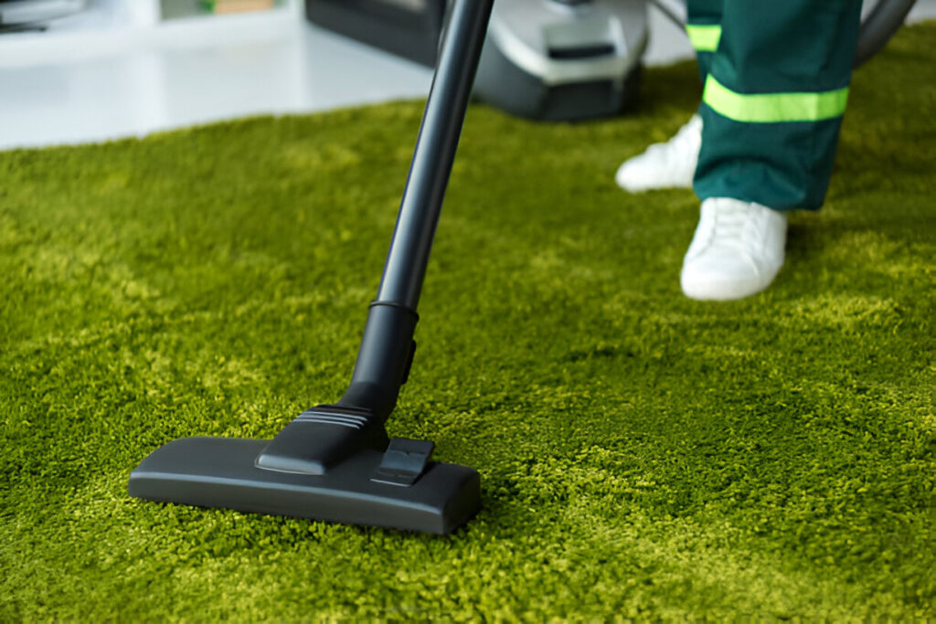 vacuming artificial grass image