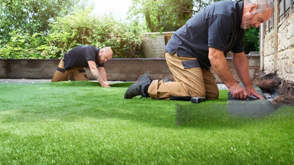 image of man lying artificial grass